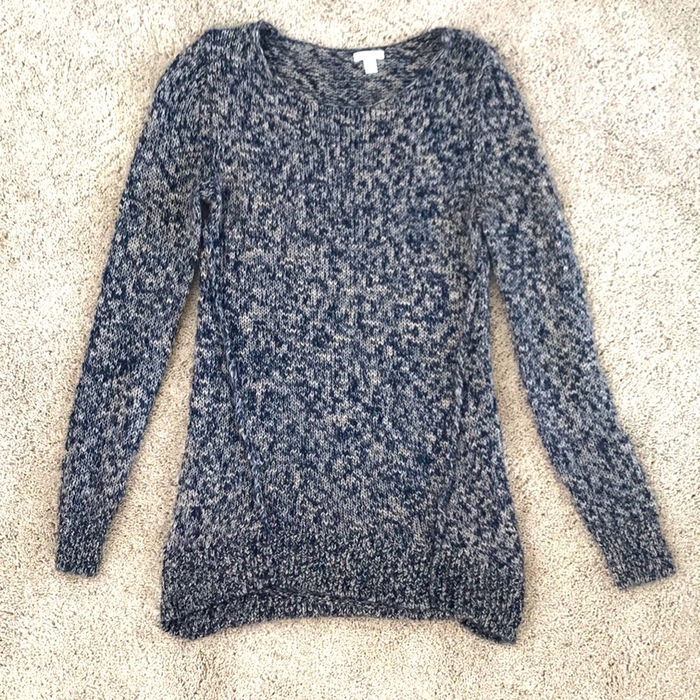 Blue and cream knit sweater
